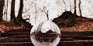 crystal ball on steps
