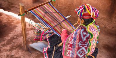 A woman weaving