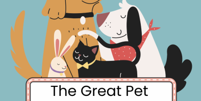 The Great Pet Project image header. Image is of various clipart-style pets with a sign that names the module.