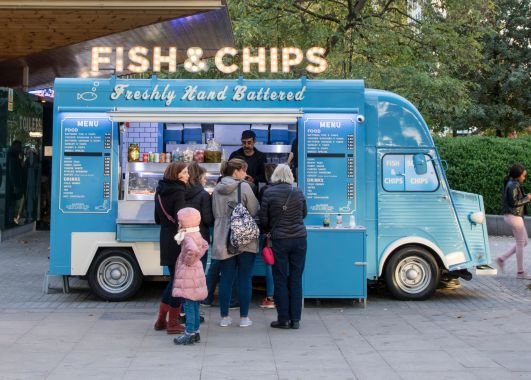 Teal Fish and Chips food truck