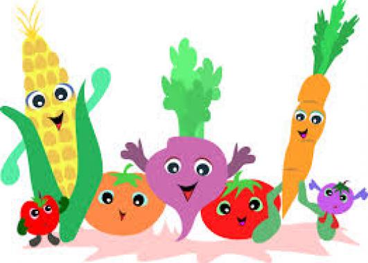 cartoon smiling fruit and vegetable