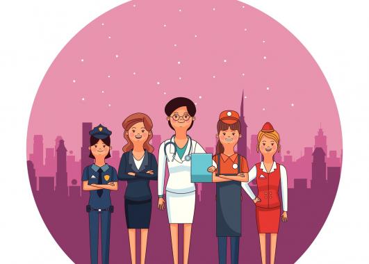 cartoon image of women professionals